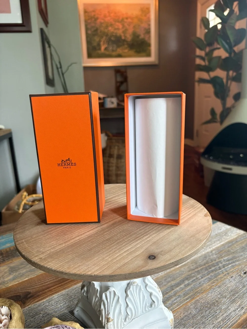 Authentic Hermès Paris Orange Empty Gift Box with Tissue Luxury Packaging